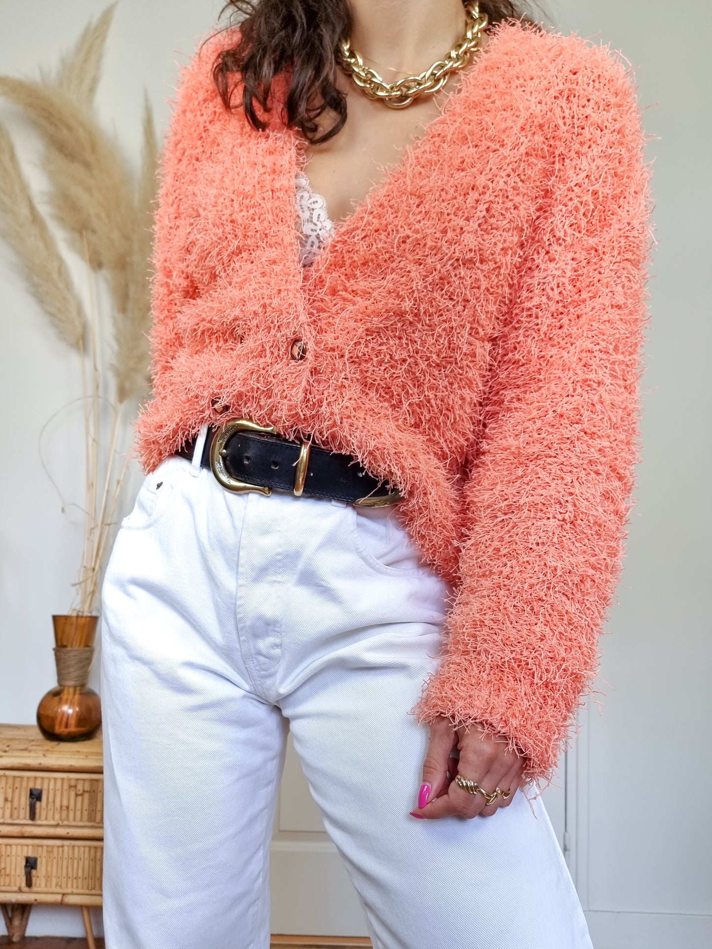Cardigan New Passion rose saumon 80’s