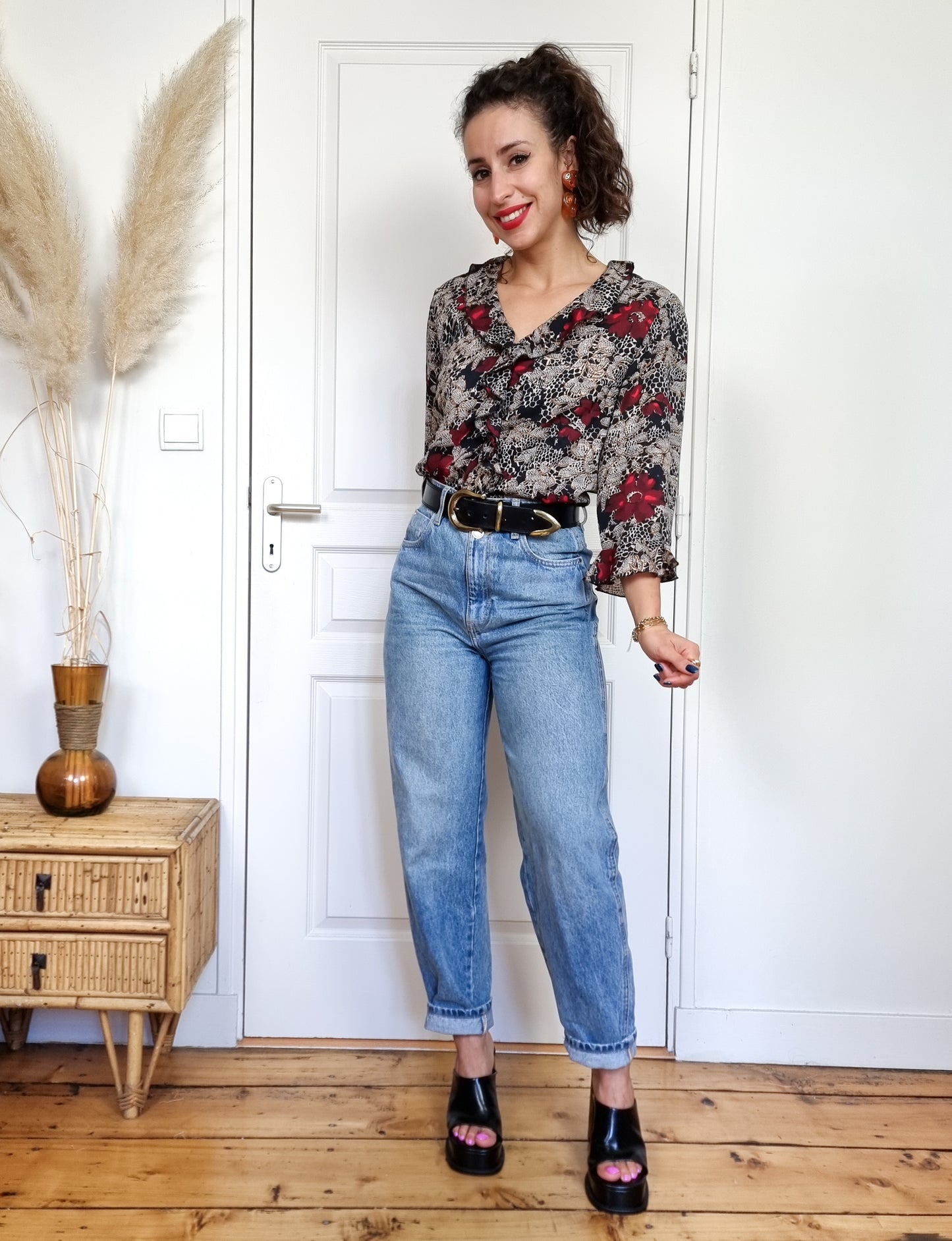 Chemise fleurie à volants 90’s