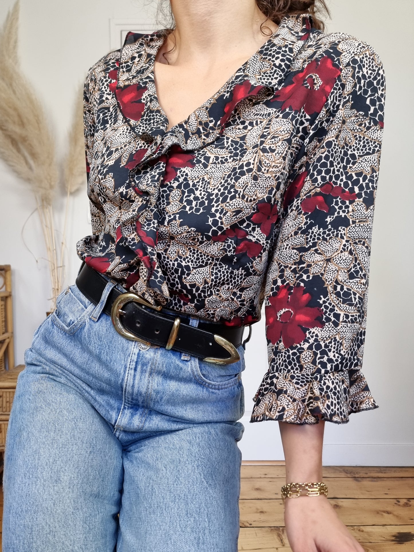 Chemise fleurie à volants 90’s