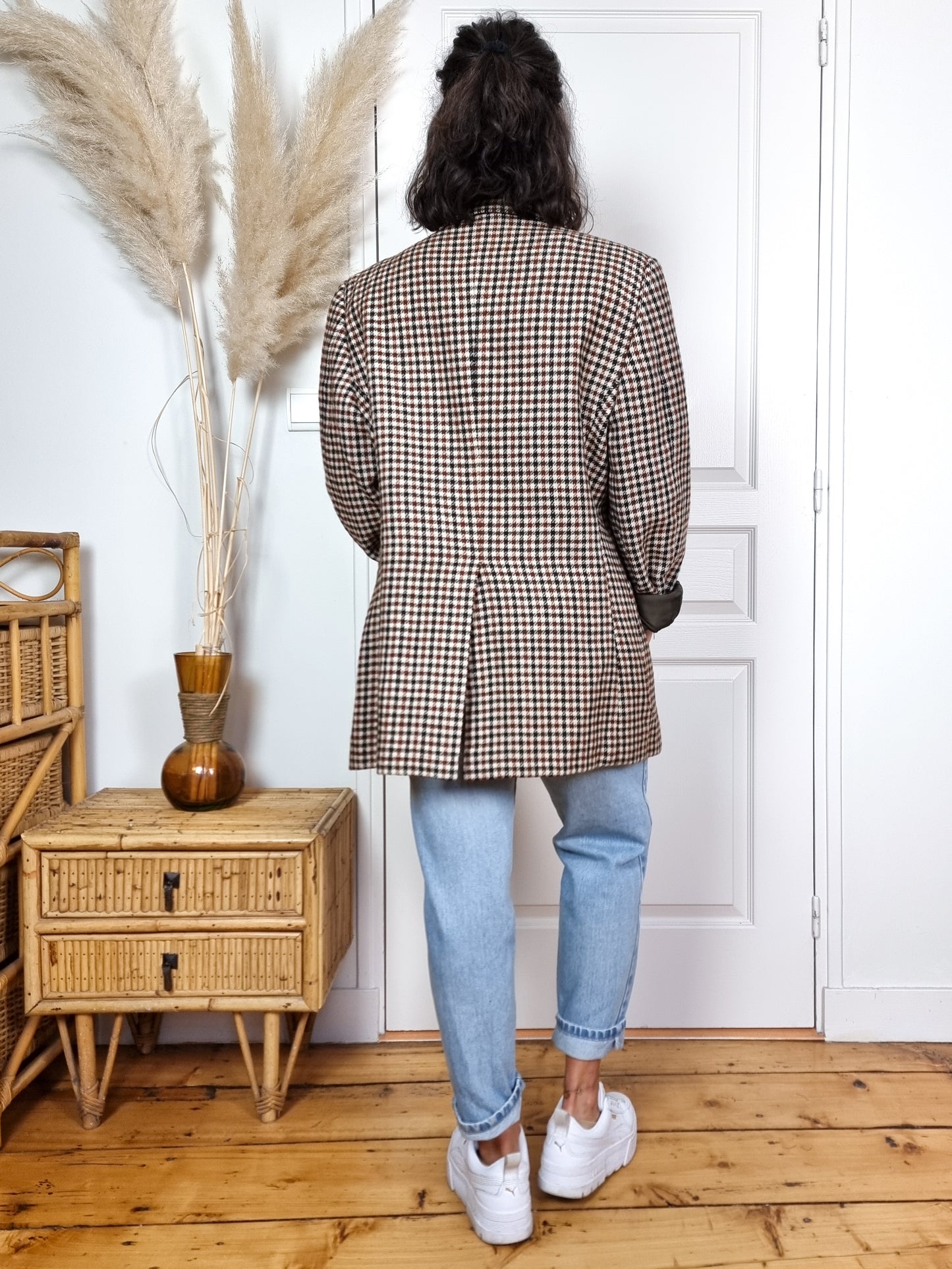 Veste blazer laine motif carreaux