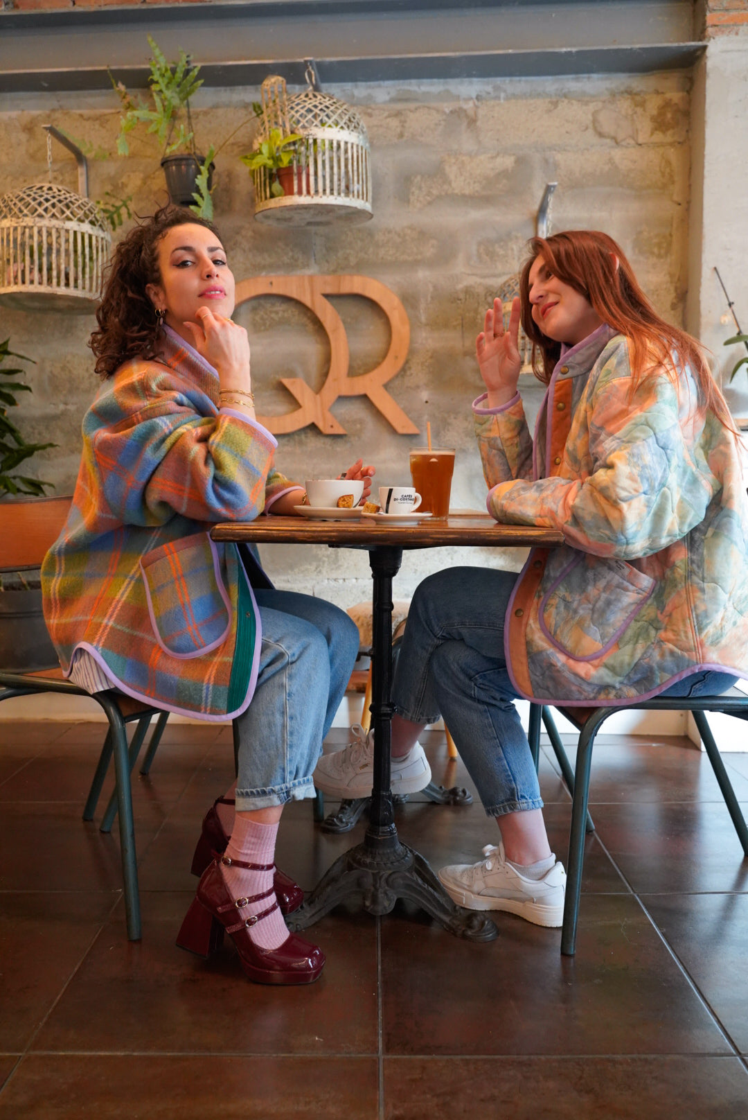 Veste Mimosa matelassée motif pastel et velours