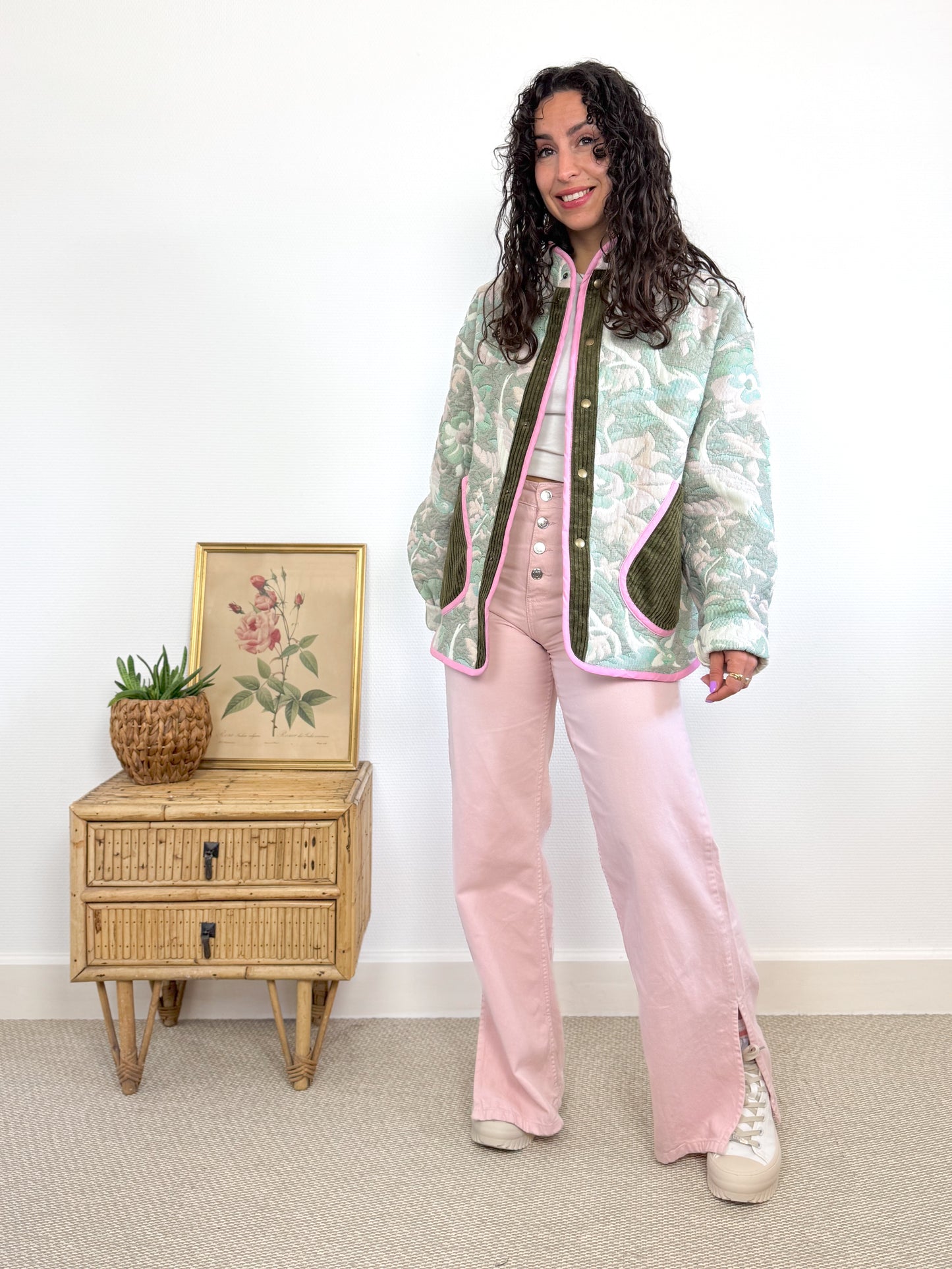 Veste Mimosa tapisserie pastel et velours kaki