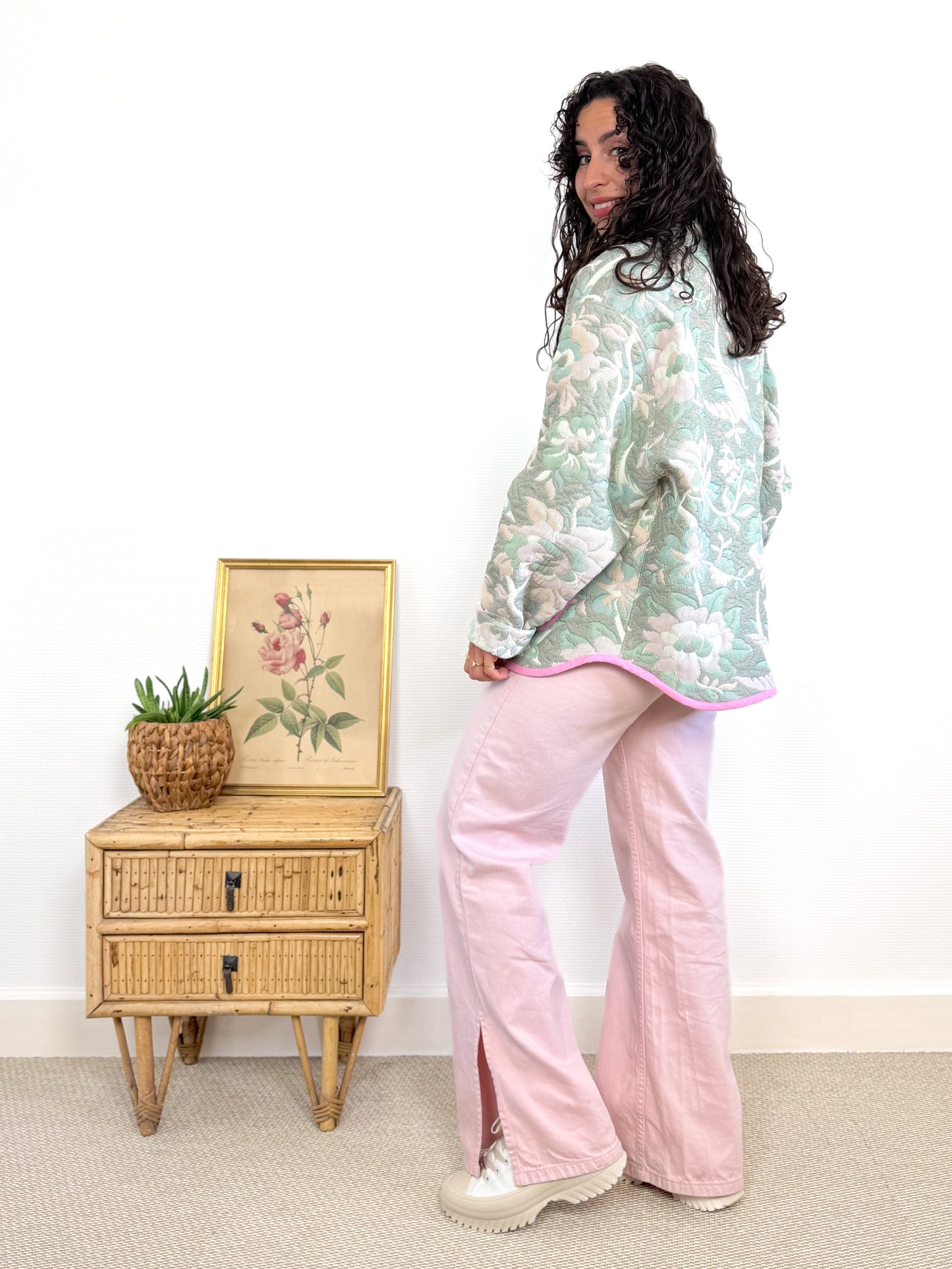 Veste Mimosa tapisserie pastel et velours kaki