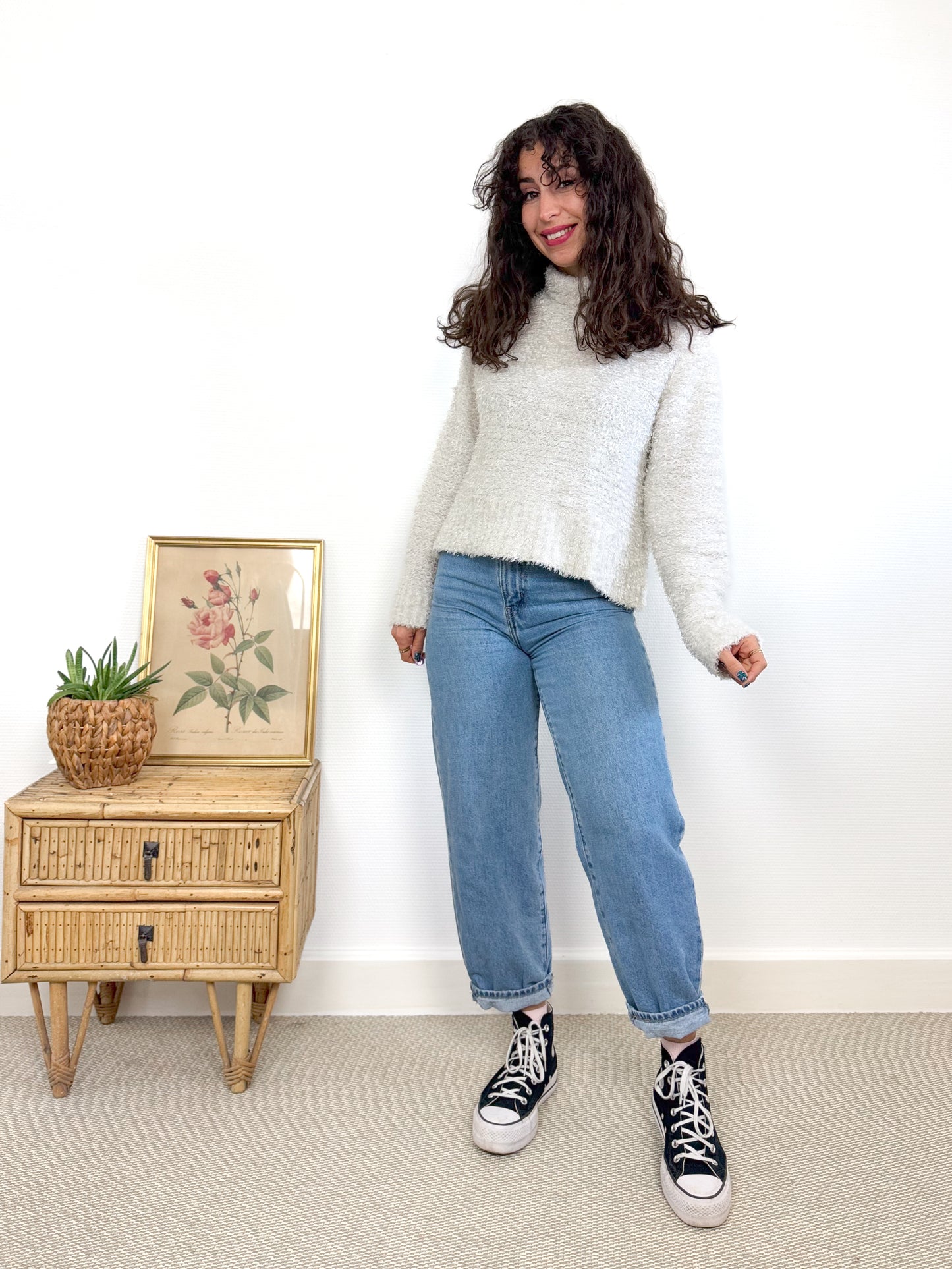 Pull blanc moelleux 90's