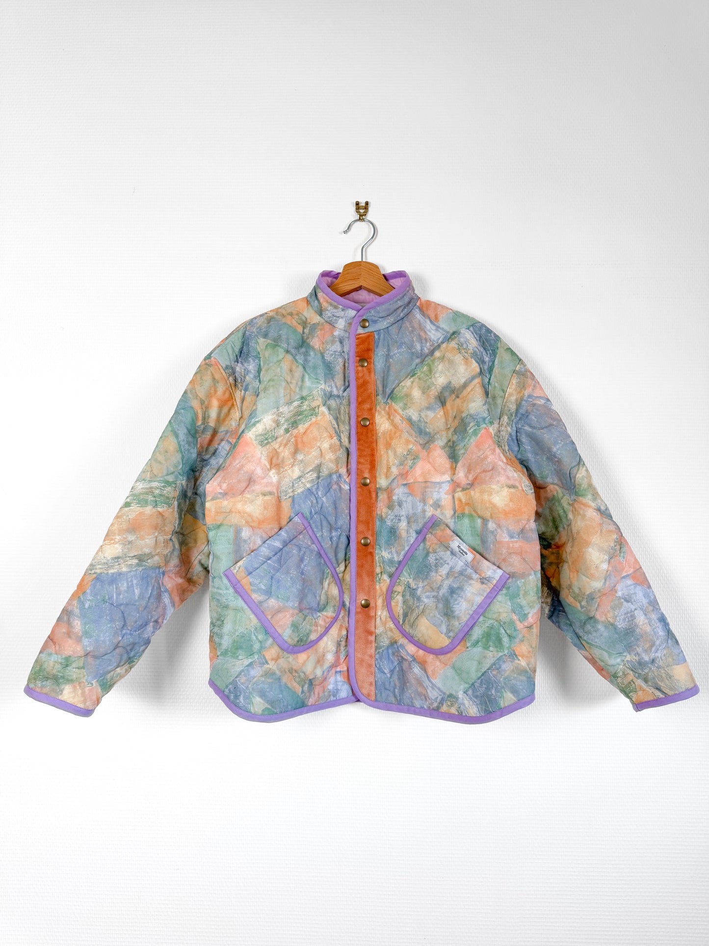 Veste Mimosa matelassée motif pastel et velours