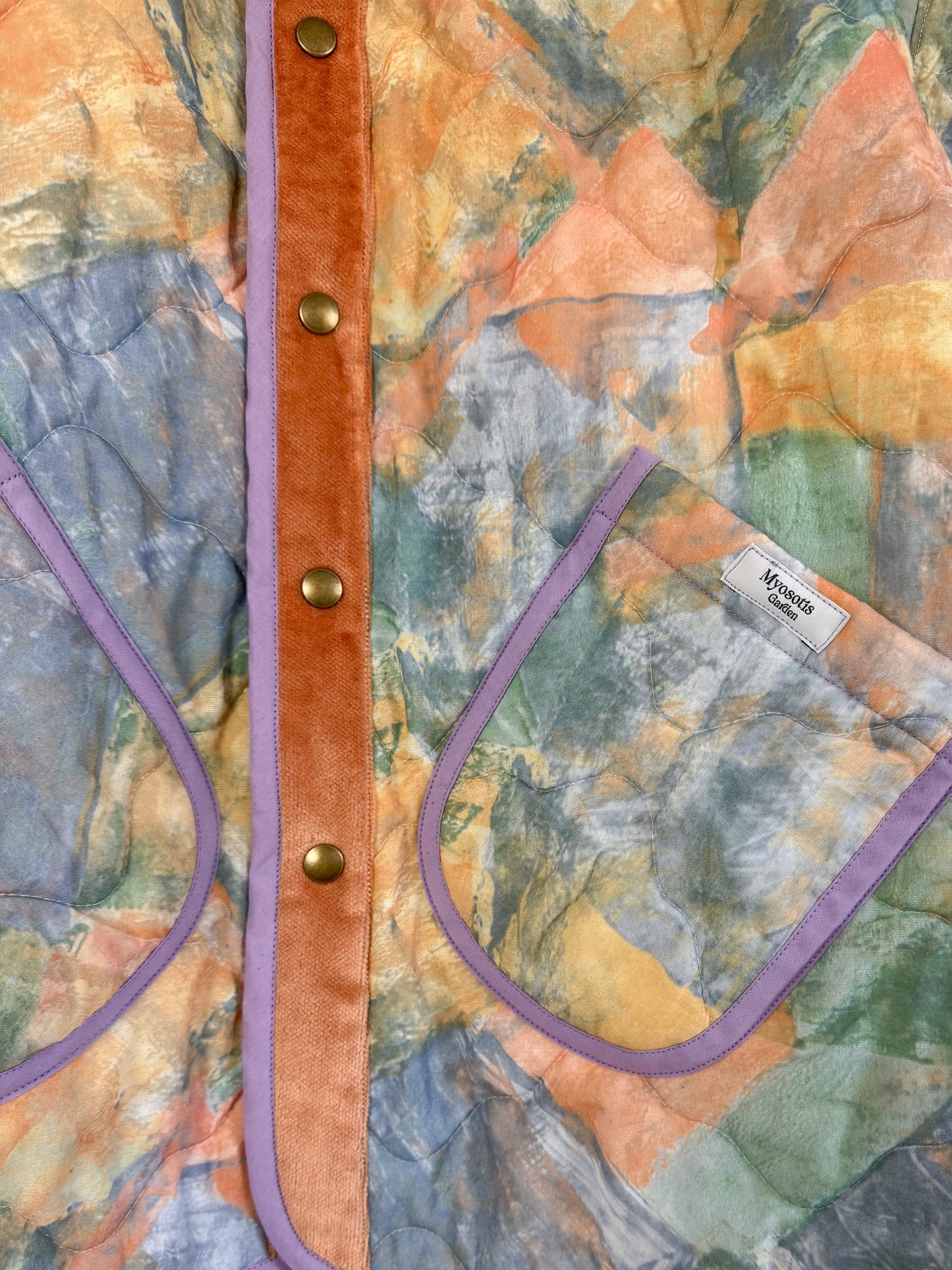 Veste Mimosa matelassée motif pastel et velours