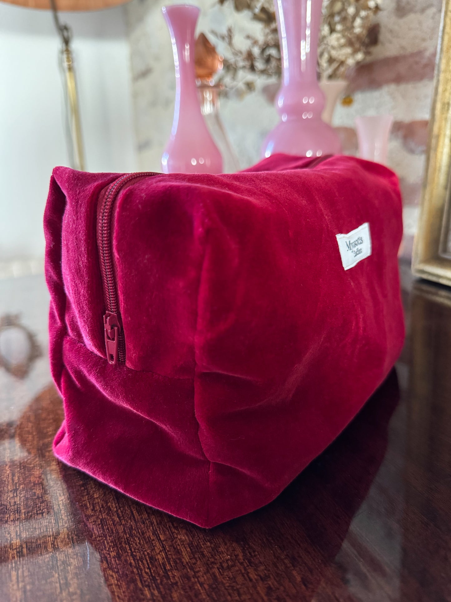 Trousse de toilette Velours rouge cerise