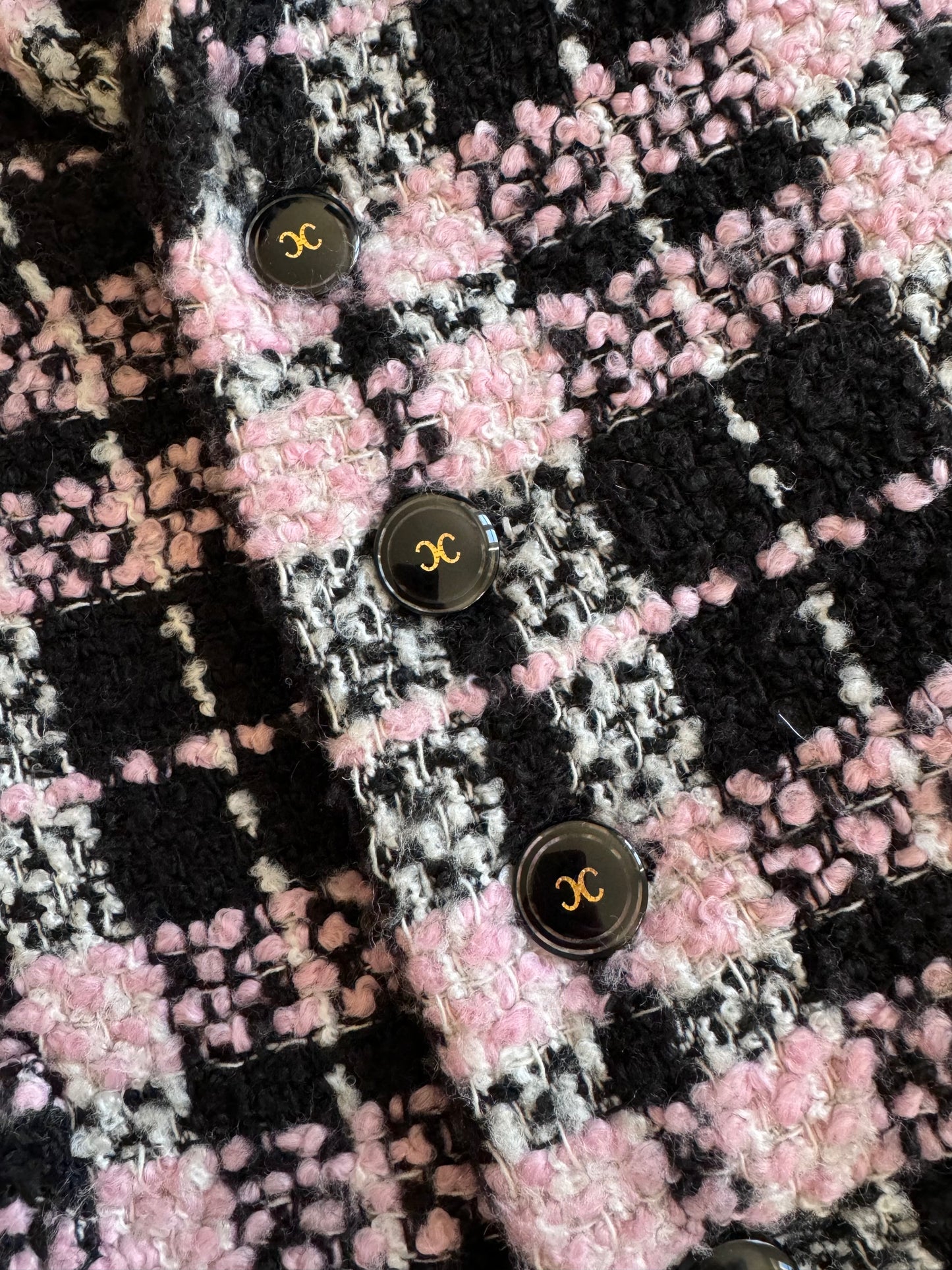 Veste blazer tweed rose et noire