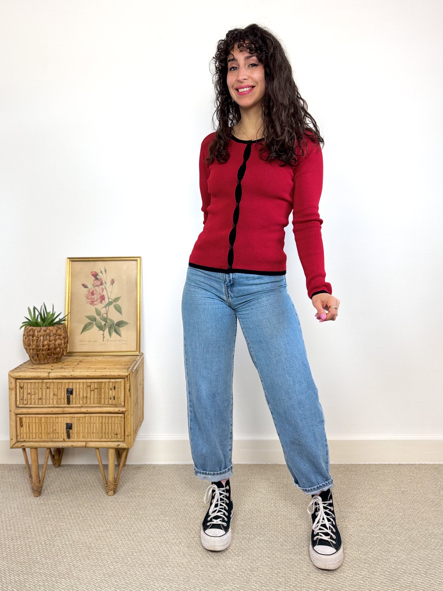 Cardigan fin rouge 90's