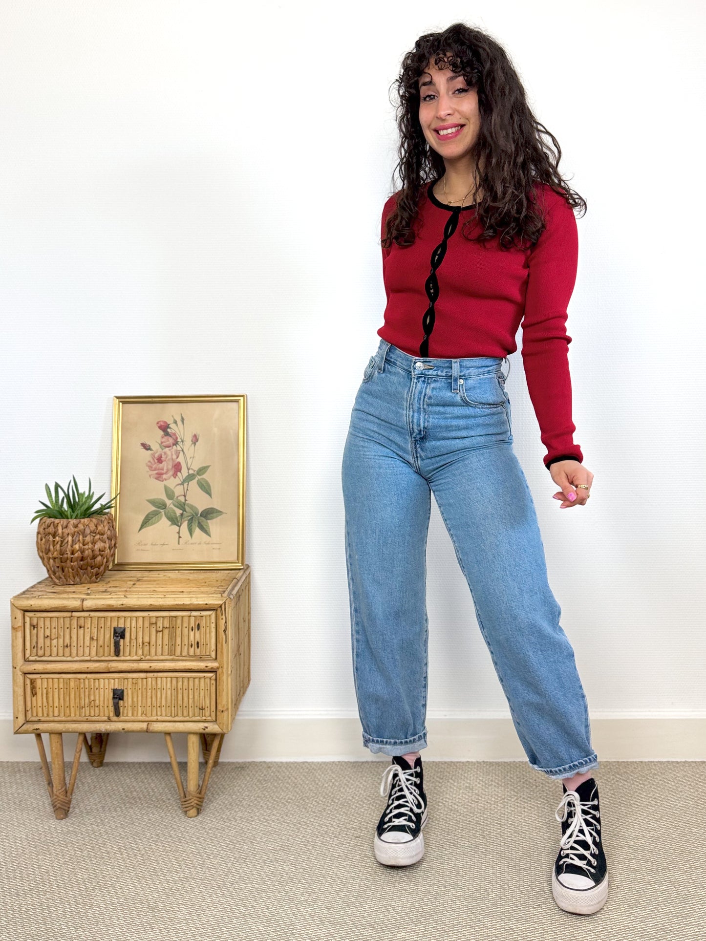 Cardigan fin rouge 90's