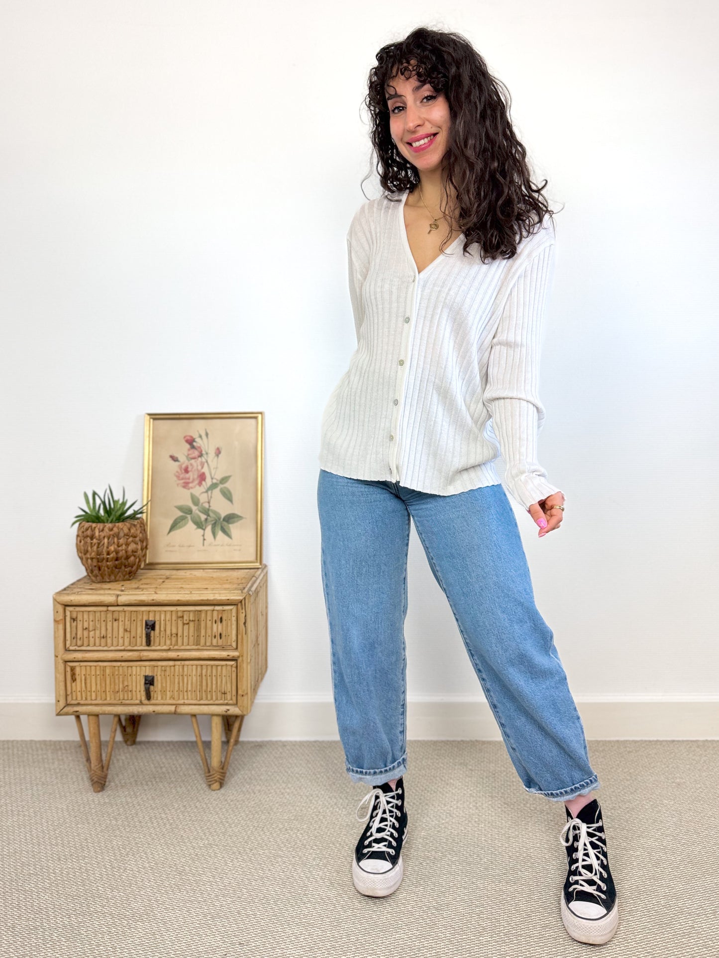 Cardigan coton blanc 90's