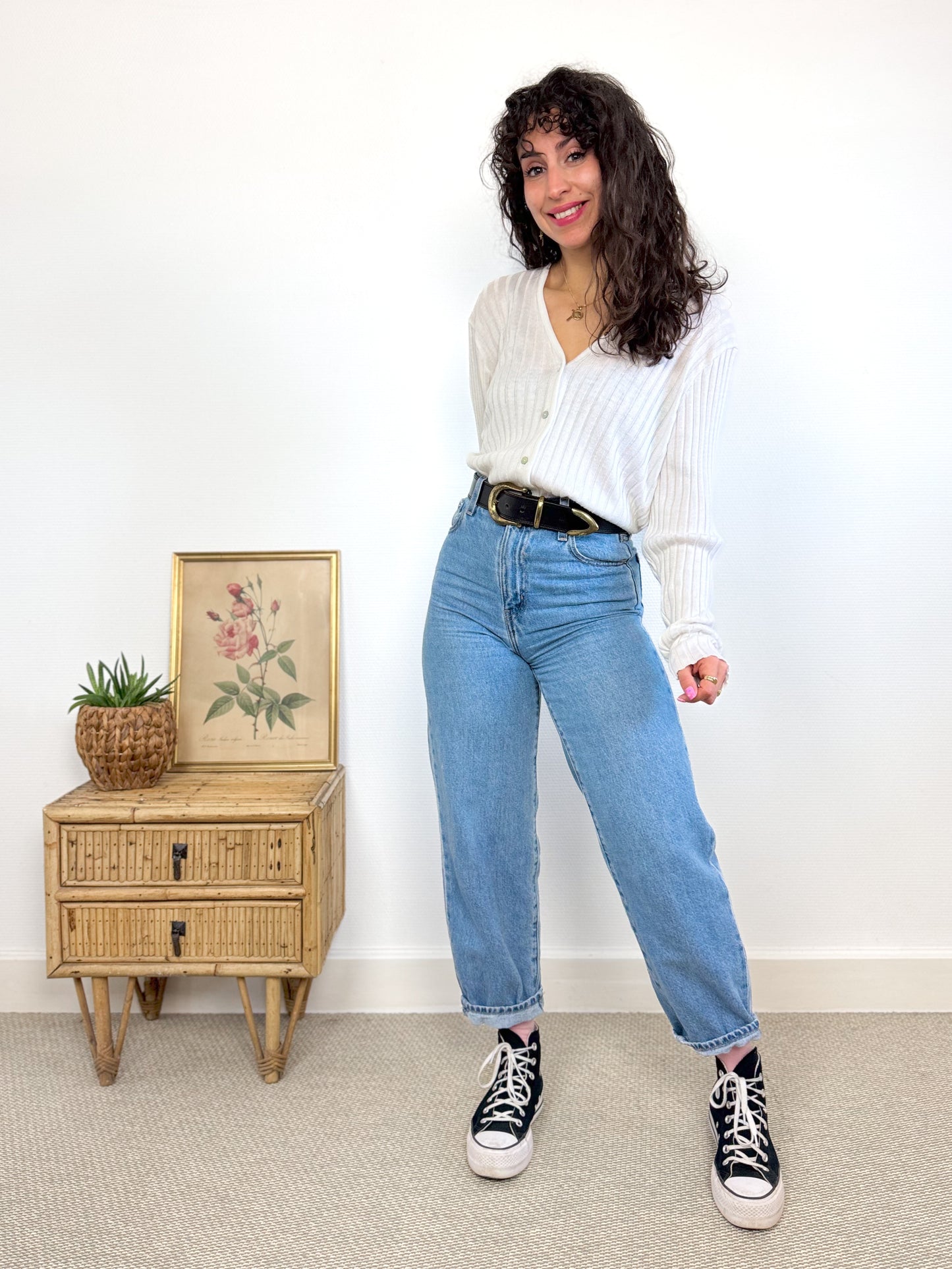 Cardigan coton blanc 90's