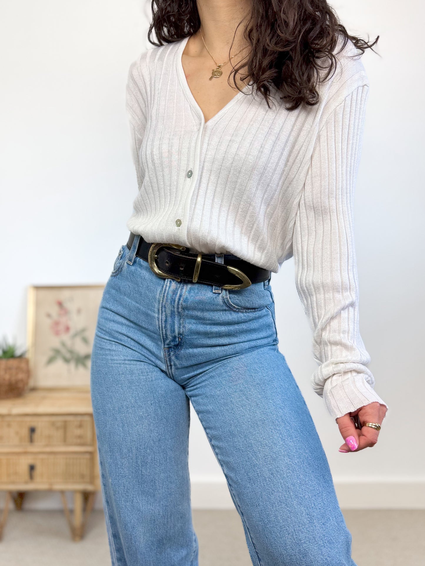 Cardigan coton blanc 90's