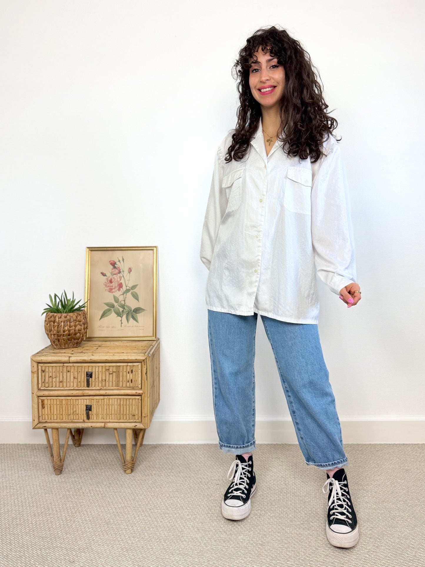Chemisier blanc manches bouffantes 80's