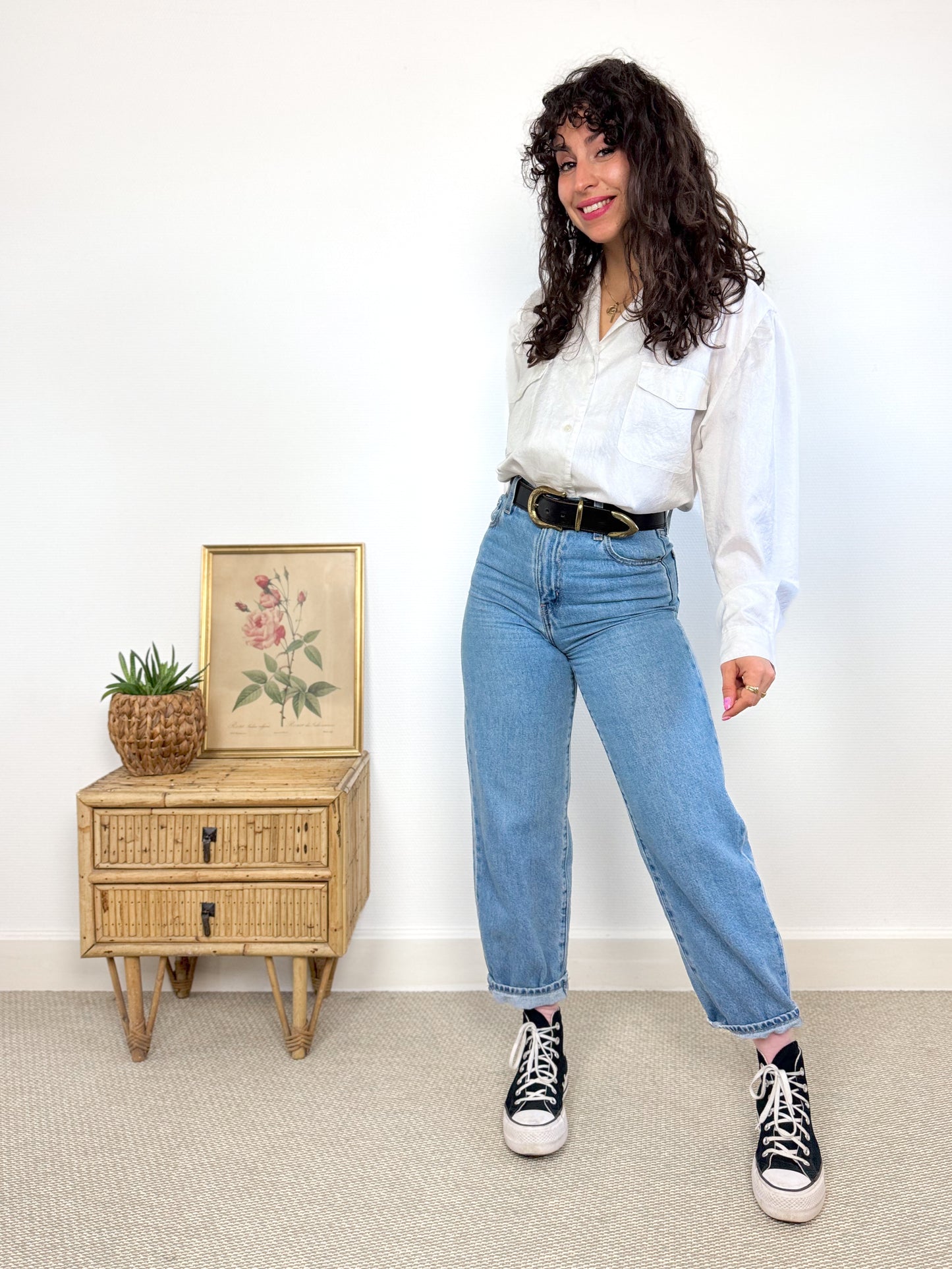 Chemisier blanc manches bouffantes 80's