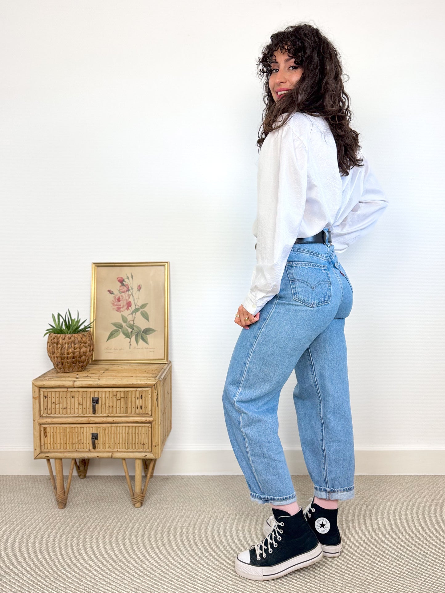 Chemisier blanc manches bouffantes 80's