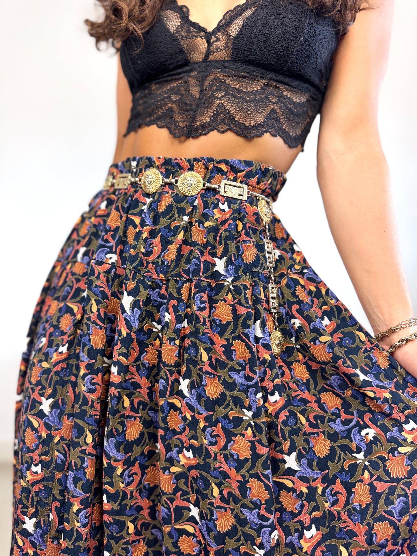 Jupe midi fleurie vintage 80s