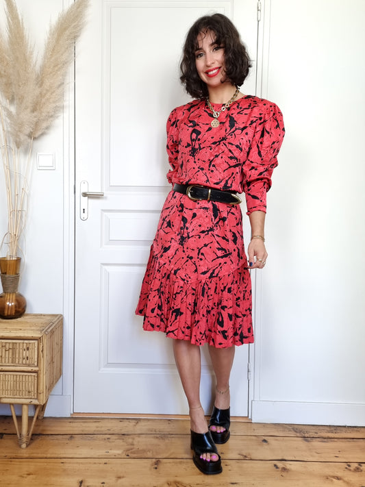 Robe rouge plissée 80’s