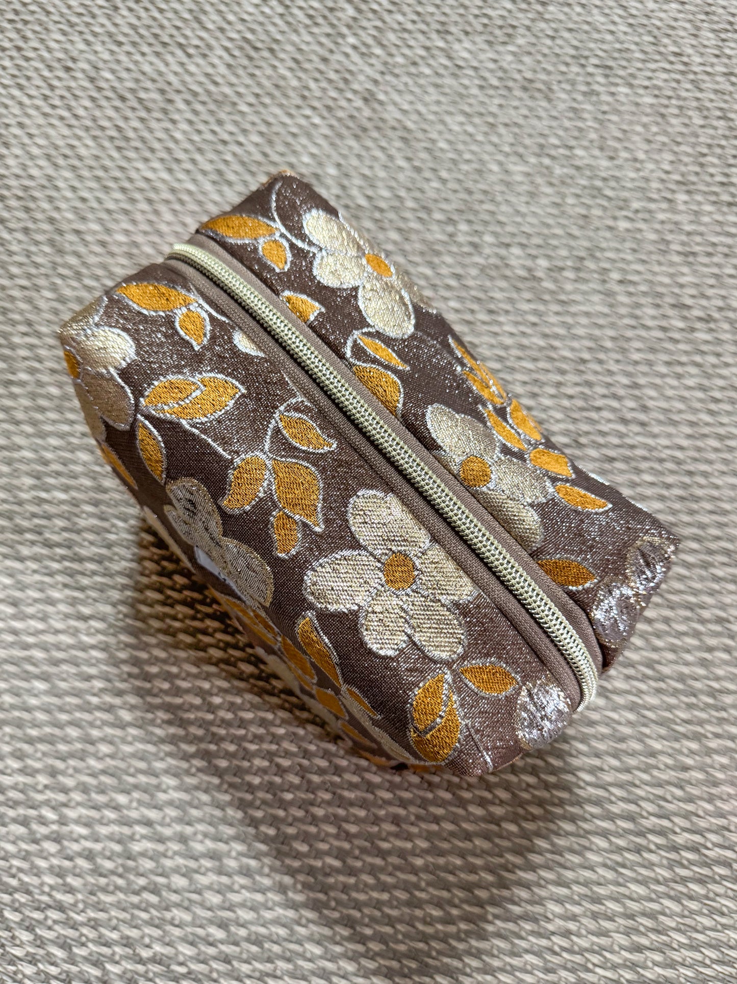 Trousse de toilette 60's fleurs beige