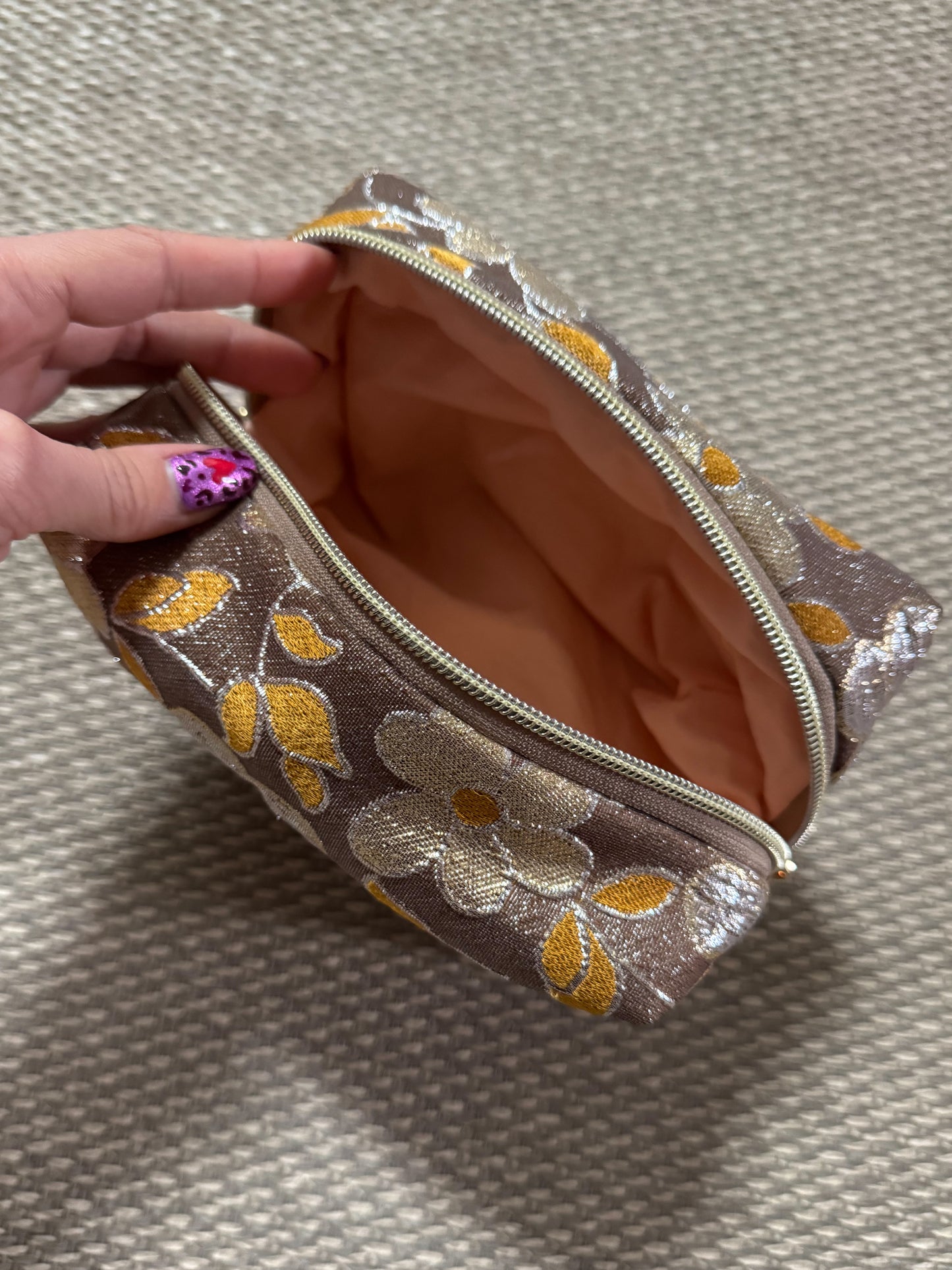 Trousse de toilette 60's fleurs beige