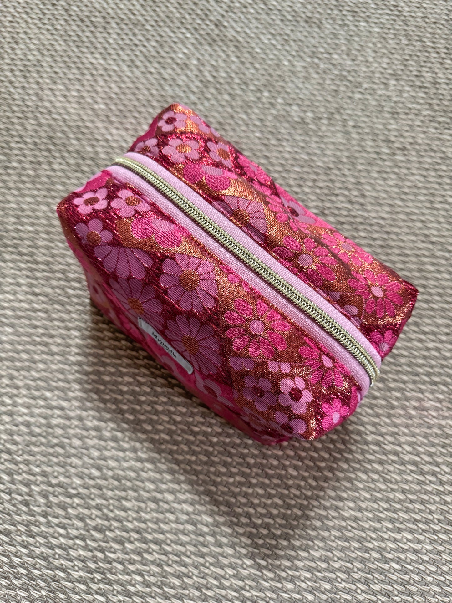 Trousse de toilette 60's fleurs roses
