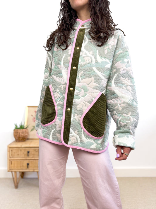 Veste Mimosa tapisserie pastel et velours kaki