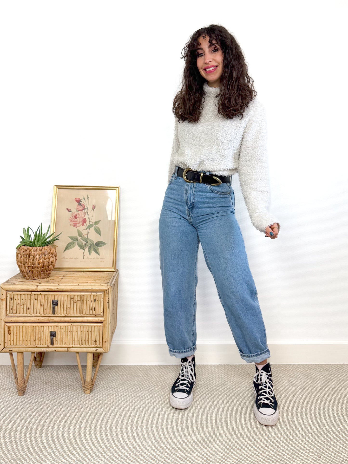Pull blanc moelleux 90's