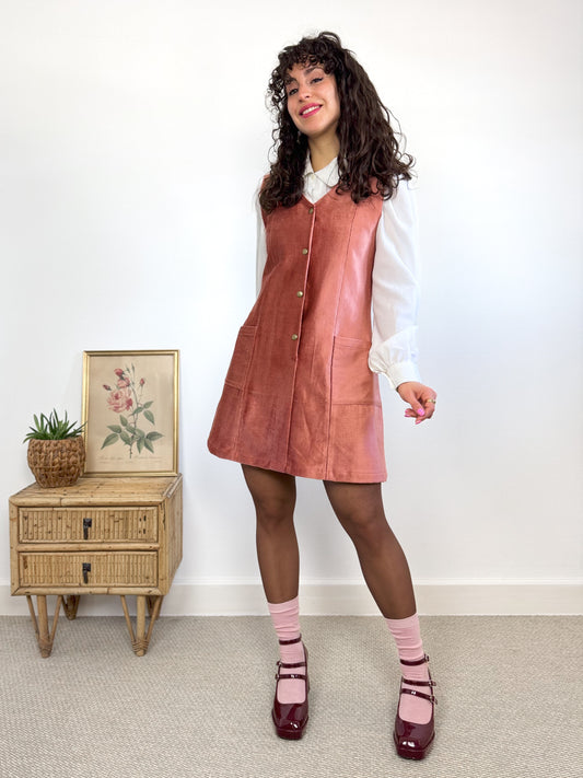 Robe chasuble Capucine velours rose