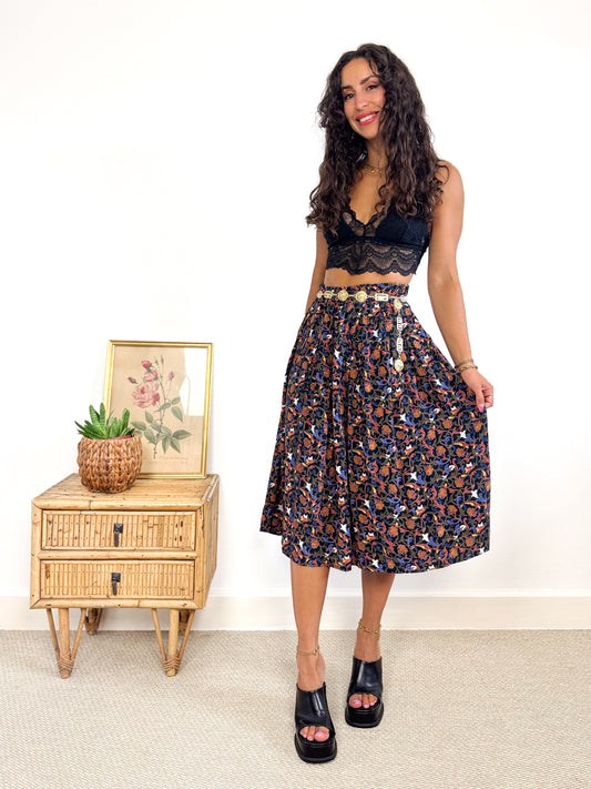 Jupe midi fleurie vintage 80s