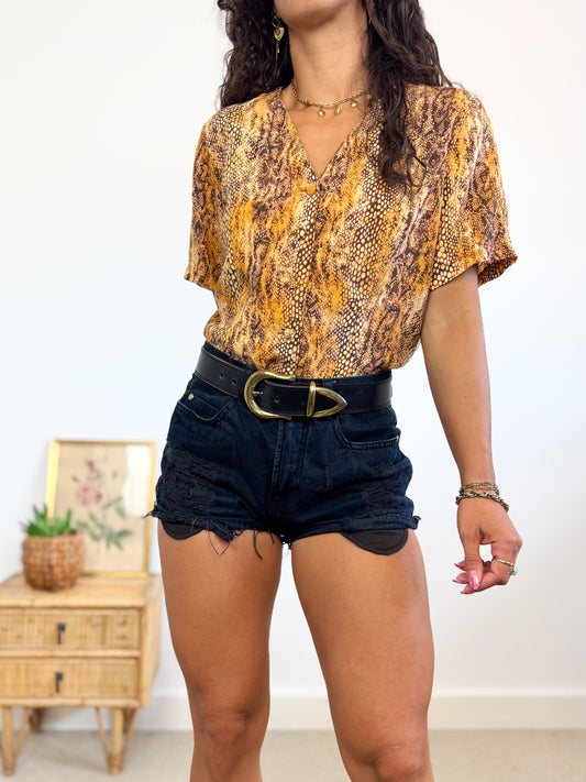 Chemisier motif reptile vintage 90s